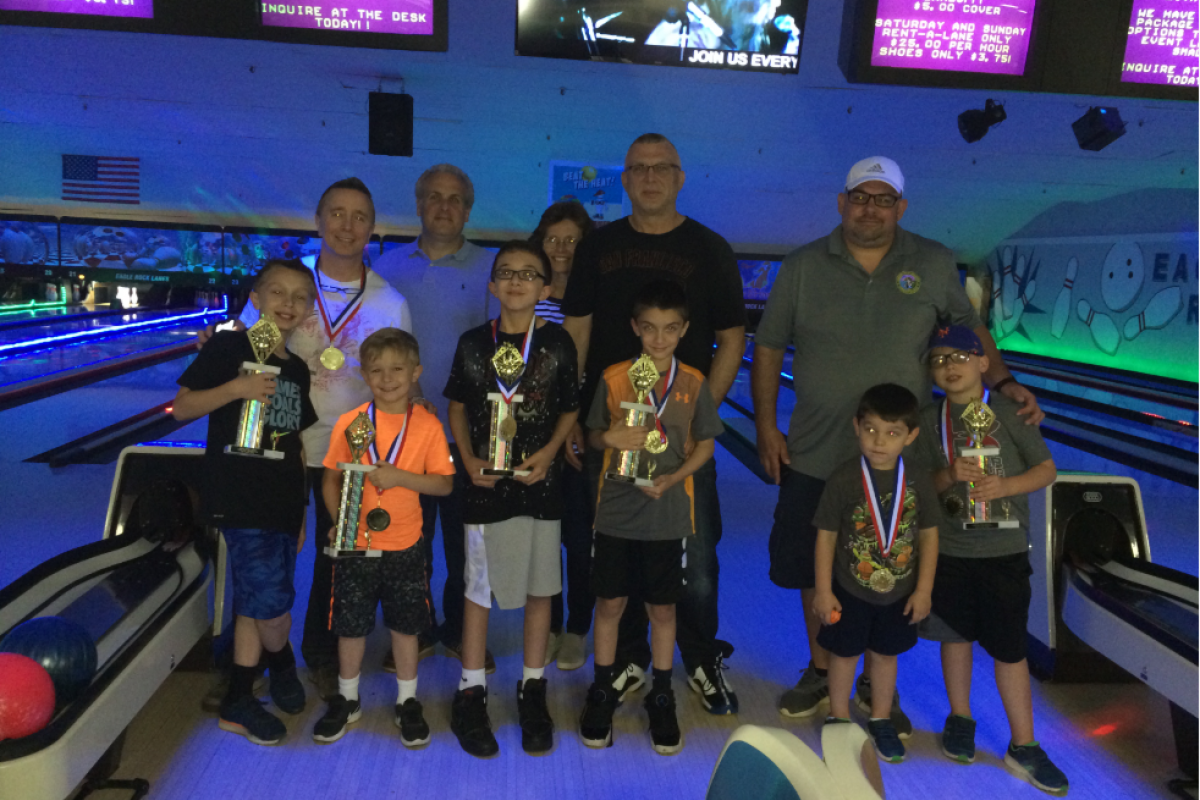 Pictured here are this year's Father/Child Bowling Night winners from left to right:  First Row: James Piccirillo, Jake Picciril