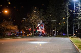 Santa in Helicopter Lands